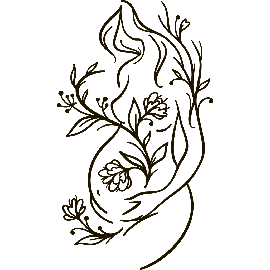 Illustration of a pregnant woman with flowers surrounding her.
